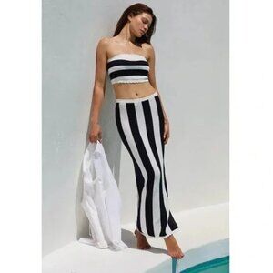 Brand New 2-PC Anthropologie Striped Strapless Scalloped Bandeau Top & Skirt